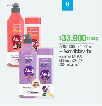 Jumbo Shampoo x 1.000 ml + acondicionador x 400 ml muss oferta