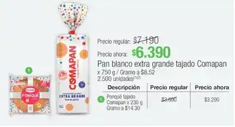Jumbo Pan blanco extra grande tajado comapan oferta