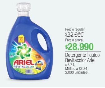 Jumbo Detergente líquido revitacolor ariel x 3.7 l oferta