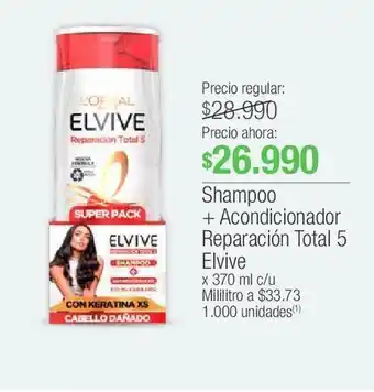 Jumbo Shampoo + acondicionador reparación total 5 elvive x 370 ml c/u oferta