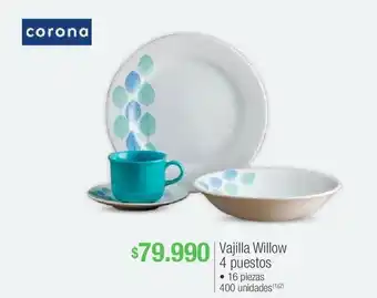 Jumbo Vajilla willow 4 puestos corona oferta