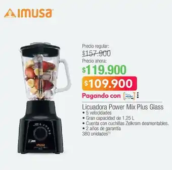 Jumbo Licuadora power mix plus glass imusa oferta