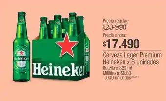 Jumbo Cerveza lager premium heineken x 6 unidades botella x 330 ml oferta