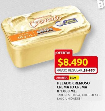 Ara Helado cremoso cremato crema x 1000 ml oferta