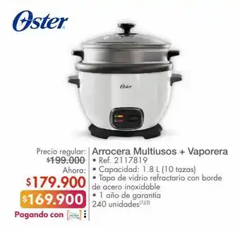 Metro Arrocera multiusos + vaporera oster 1,8l oferta