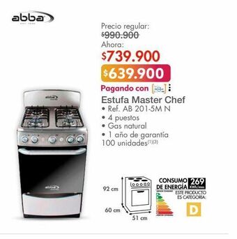 Metro Estufa master chef abba oferta
