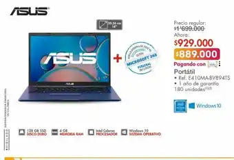 Metro Asus portátil • ref. e410ma-bv894ts 4gb 128gb ssd oferta