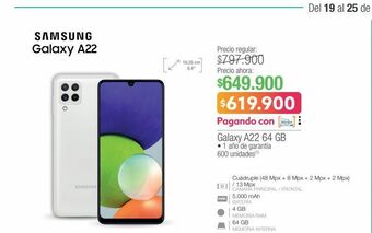 Jumbo Galaxy a22 64 gb oferta