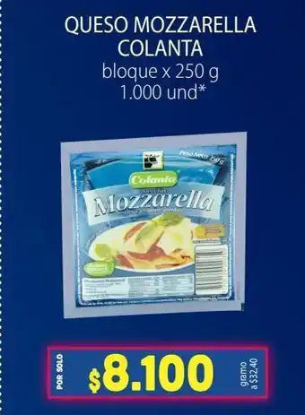 Colsubsidio Queso mozzarella colanta bloque x 250g oferta