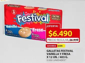 Ara Galletas festival vainilla y fresa x 12un / 403g oferta