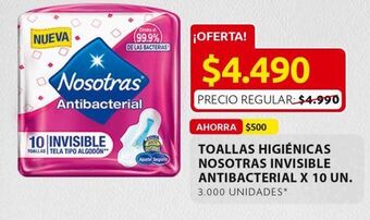 Ara Toallas higiénicas nosotras invisible antibacterial x 10un oferta