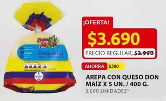 Ara Arepa con queso don maíz x 5un /400g oferta