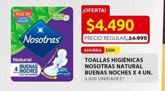 Ara Toallas higiénicas nosotras natural buenas noches x 4un oferta