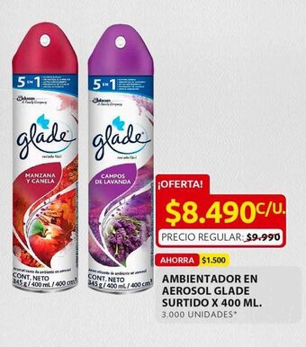 Ara Ambientador en aerosol glade surtido x 400ml oferta