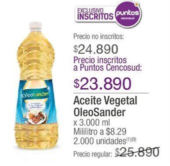 Jumbo Aceite vegetal oleosander x 3.000 ml oferta