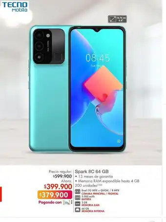 Metro Celulares spark 8c 64 gb oferta