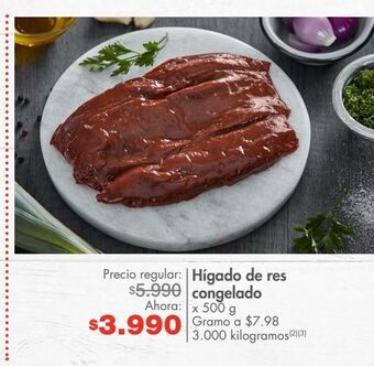 Metro Hígado de res congelado x 500 g oferta