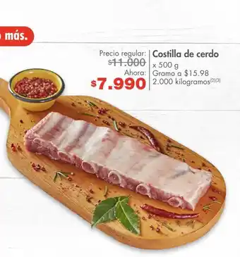 Metro Costilla de cerdo x 500 g oferta