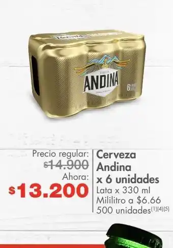 Metro Cerveza andina x 6 unidades lata x 330 m oferta