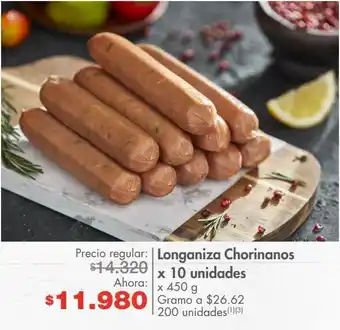 Metro Longaniza chorinanos x 10 unidades x 450 g oferta