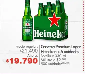 Metro Cerveza premium lager heineken x 6 unidades botella x 330 mi oferta