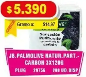 Mercar JB. Palmolive Natur. Part Carbon 3x120g oferta