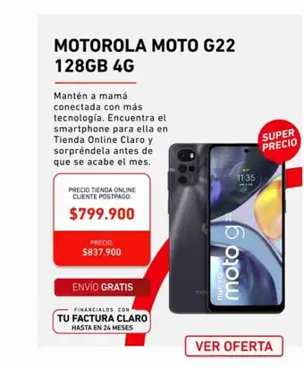 Claro Celular motorola moto g22 128g 4g oferta