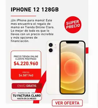 Claro Celular iphone 12 128gb oferta