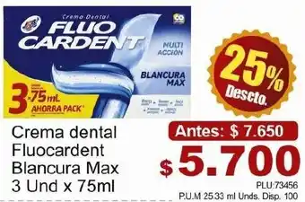 Belalcazar Crema Dental Fluocardent Blancura Max 3 x 75ml oferta