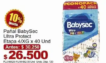 Pañal Babysec Ultra Protect Etapa 4/G x 40 und