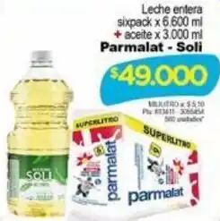 Surtimayorista Parmalat - Soli Leche Entera 6 x 6.600ml +Aceite 3,000ml oferta