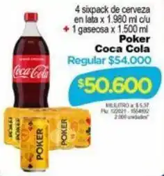 Surtimayorista Poker Cerveza 4 x 6 x 1.980ml + Coca Cola Gaseosa 1.500ml oferta