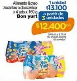 Bon Yurt Alimento Lácteo Zucaritas o Chocokrispi 4 x 169g