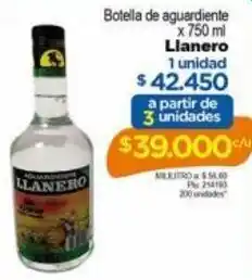 Llanero Botella de Aguardiente 750ml