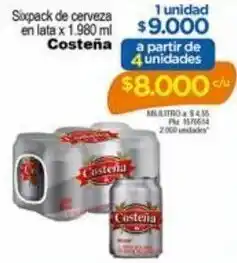 Surtimayorista Costeña Cerveza en Lata 6 x 1.980ml oferta