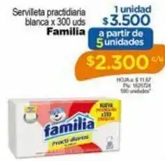 Surtimayorista Familia Servilleta Practidiaria Blanca 300 uds oferta