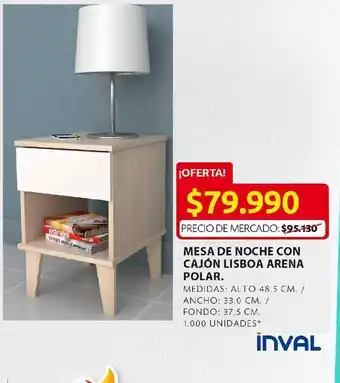 Mesa de noche con cajon lisboa arena polar
