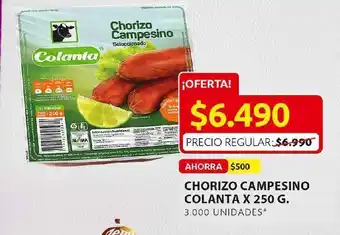 Ara Chorizo campesino colanta x 250 g oferta