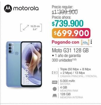 Jumbo Moto g31 128 gb motorola oferta