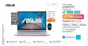 Jumbo Computador portátil + office + mouse asus oferta