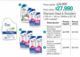 Jumbo Shampoo head & shoulders x 700 ml + 180 ml oferta