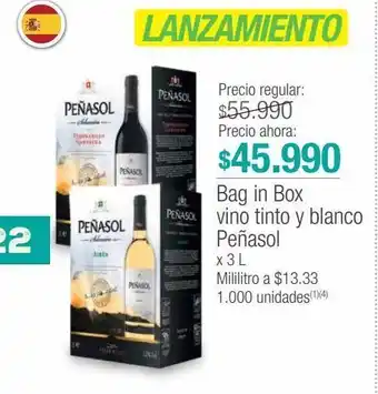 Jumbo Bag in box vino tinto y blanco peñasol x 3 l oferta