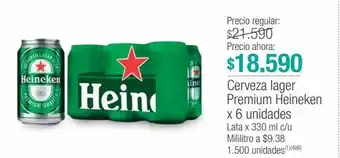 Jumbo Cerveza lager premium heineken x 6 unidades lata x 330 ml c/u oferta