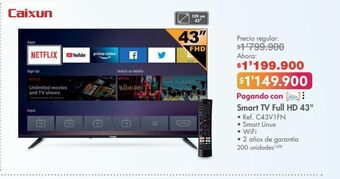 Metro Smart tv full hd 43" caixun oferta