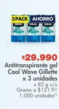 Metro Antitranspirante gel cool wave gillette x 3 unidades x 82 g c/u oferta