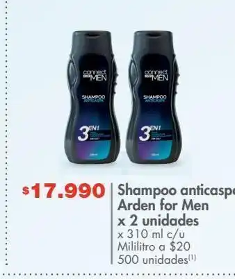 Metro Shampoo anticaspa arden for men x 2 unidades x 310 ml c/u oferta