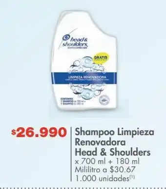 Metro Shampoo limpieza renovadora head & shoulders x 700 ml + 180 ml oferta