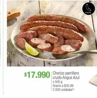 Jumbo Chorizo parrillero crudo angus azul x 500g oferta