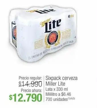 Jumbo Sixpack cerveza miller lite lata x 330 ml oferta