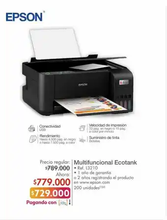 Metro Multifuncional ecotank epson oferta